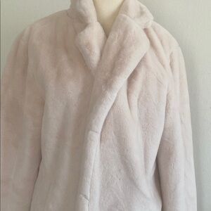 Elegant Fashion Cream Faux Fur Coat